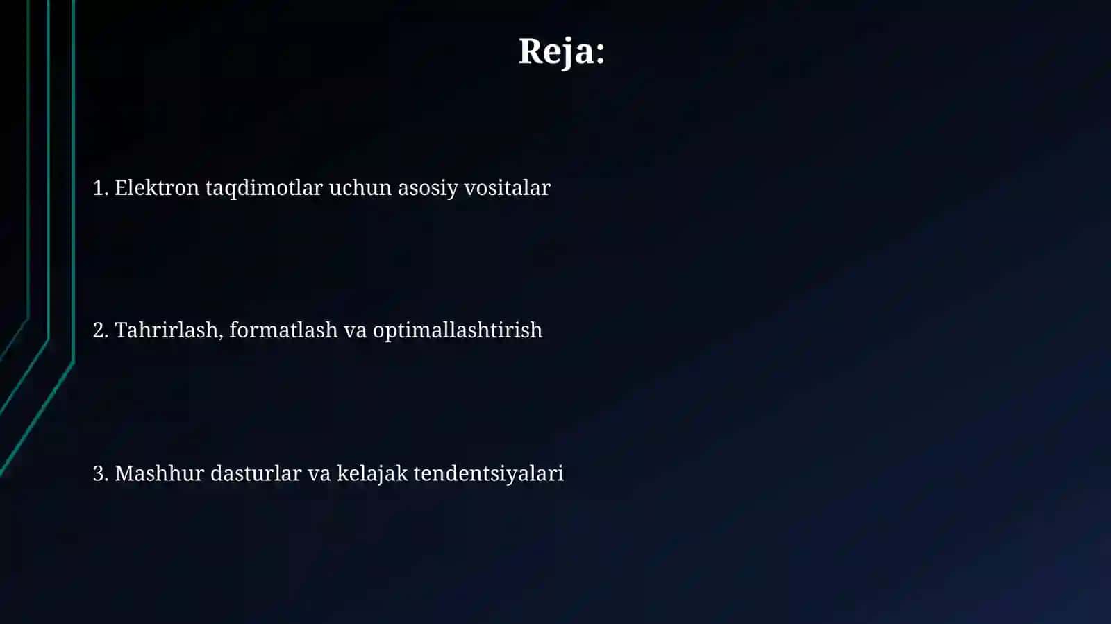 Elektron taqdimotlarni yaratish va qaytaishlash vositalari 2