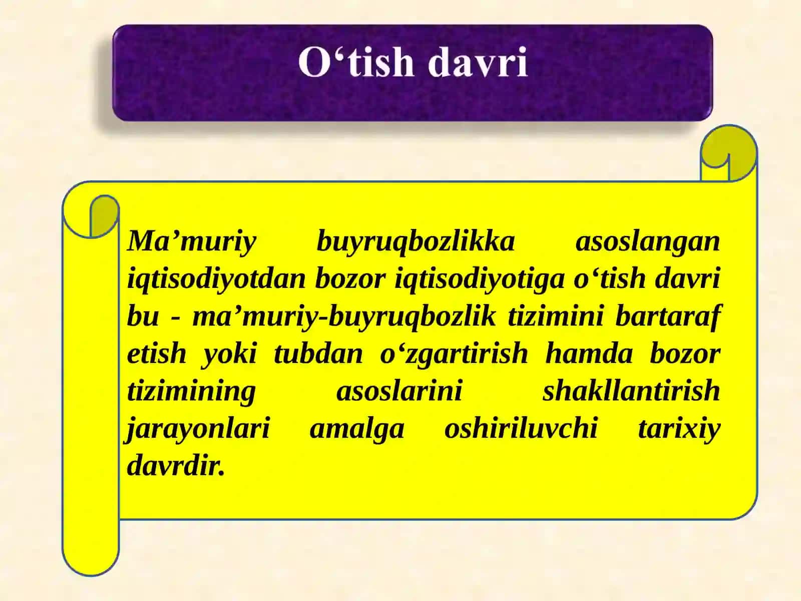 Bozor iqtisodiyotiga o'tish davri va uning O'zbekistondagi xususiyatlari 2