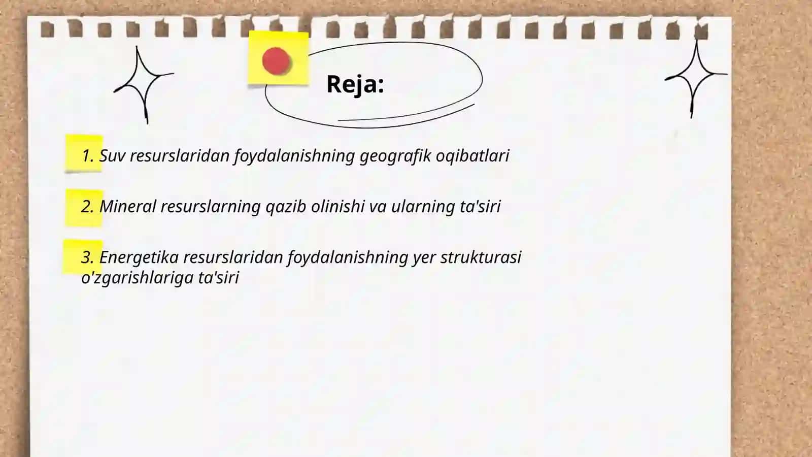 Òzbekiston respubliksining tabiiy resurslaridan fpydalanishning geografik oqibatlari 2