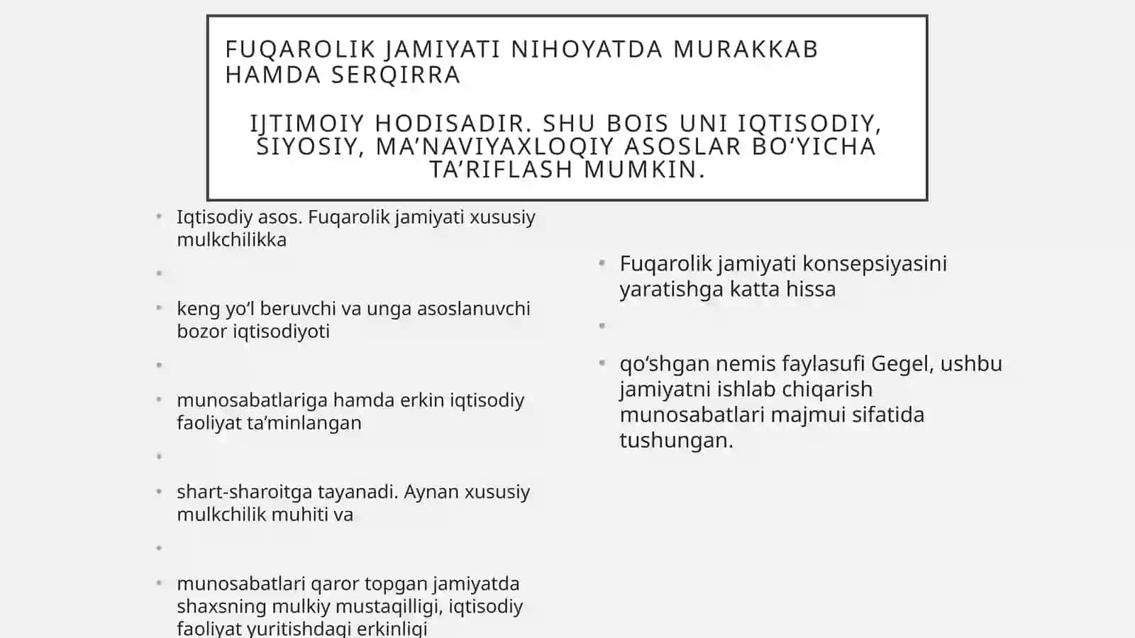 Fuqarolik jamiyatining ijtimoiy iqtisodiy asoslari 2