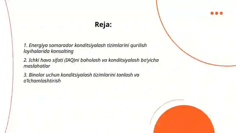 Havoni konditsiyalash tizimlarining konsalting va qurilish sohalaridagi qo‘llanilish ko‘lami 2
