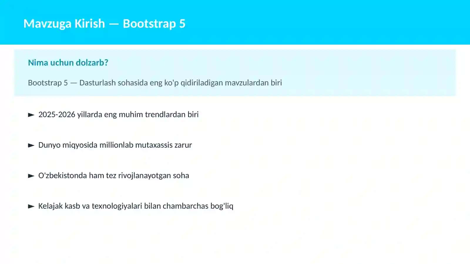 DASTURLASH | JAVASCRIPT VA WEB 2