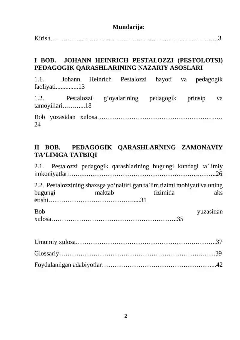 I.G. Pestolotsining pedagogik qarashlari tahlili (KURS ISHI) 2