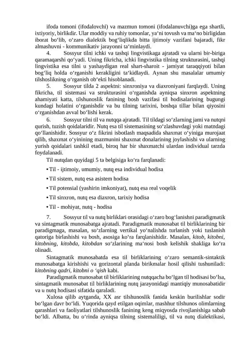 Ferdinand de Sossyurning lingvistik nazariyasi 2