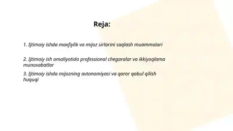 Ijtimoiy ishning odob va ahloq muammolari 2