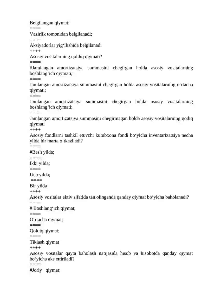 Sanoat iqtisodiyoti fanidan yakuniy nazorat uchun test javoblari 2