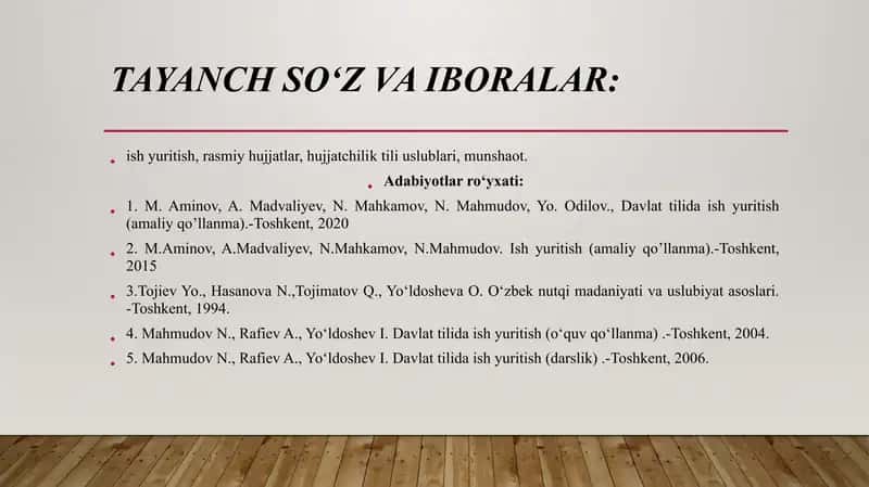 Davlat tilida ish yuritish fani mazmuni 2