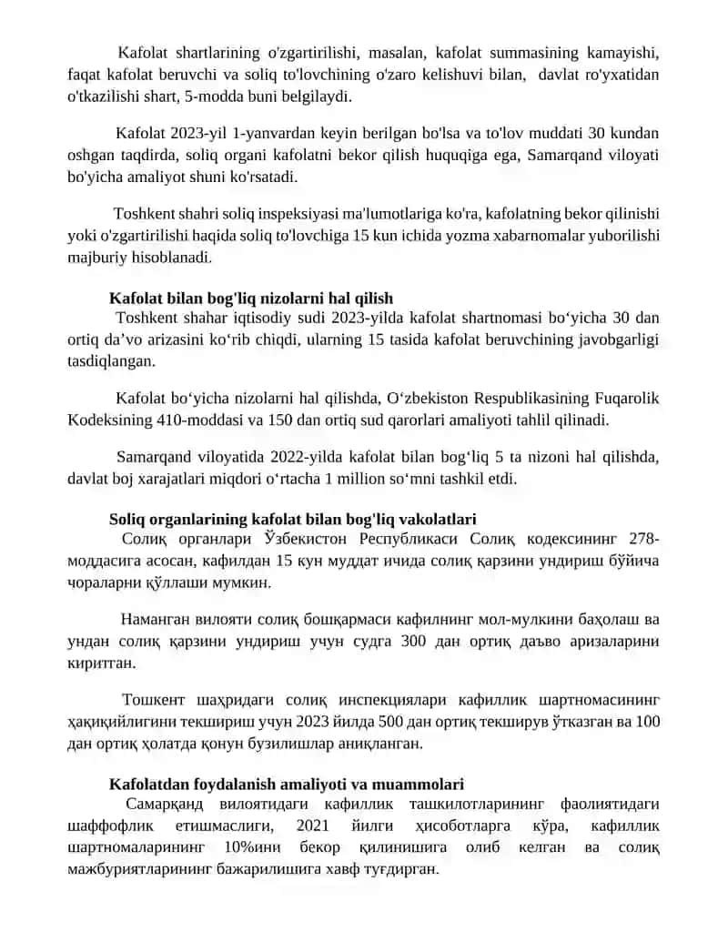 Kafolatning Huquqiy Asoslari 2