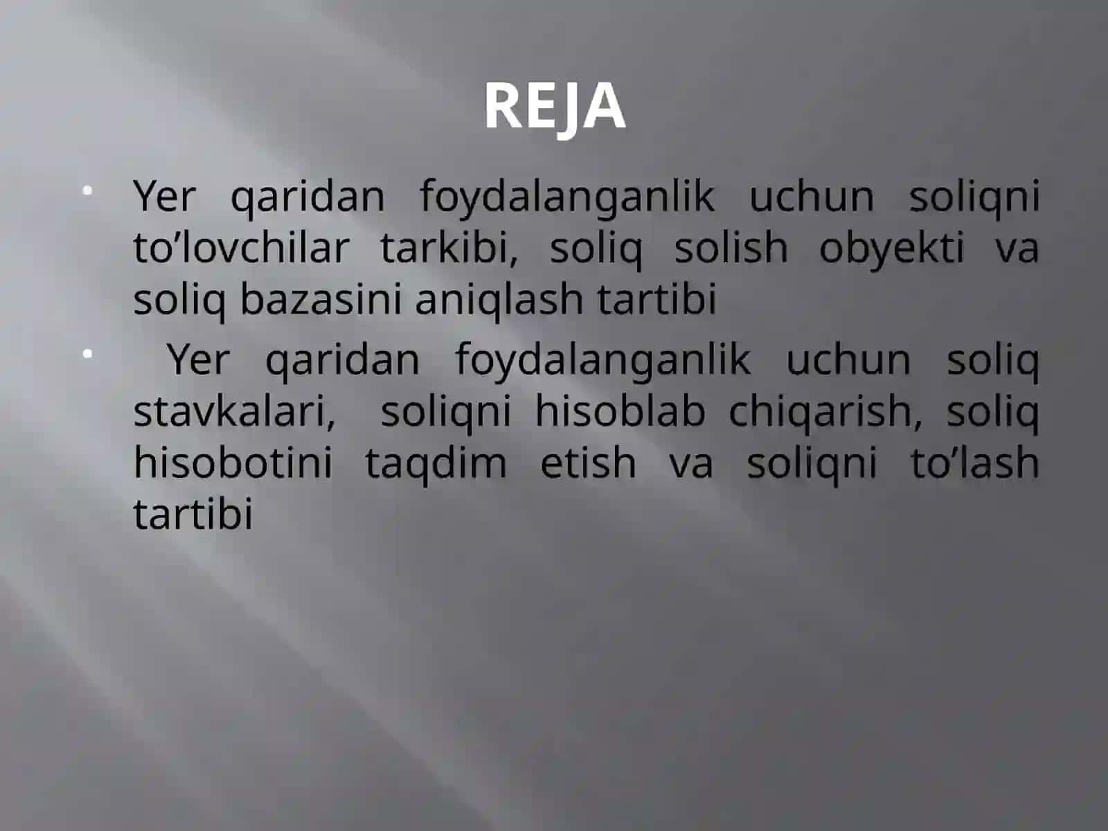 Yerq'aridan foydalanganlik uchun soliq 2