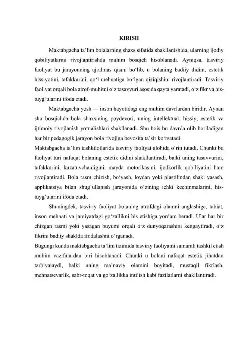 Maktabgacha yoshdagi bolalarni har tomonlama rivojlantirishda tasviriy faoliyatning ahamiyati 2