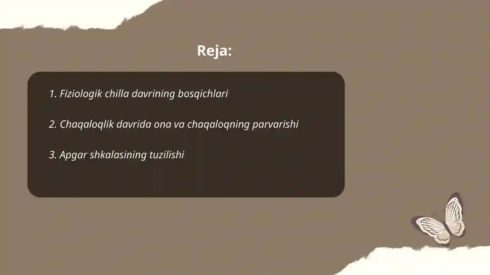 Fiziologik chilla davri. Chaqaloqlik davri. Chaqaloqlarni Apgar shkalasida baholash. Chaqaloqlarni birlamchi artib tozalash 2
