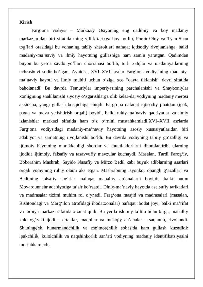 XVI–XVII asrlarda Farg‘ona vodiysida madaniy-ma’naviy hayot va ilmiy muhit 2