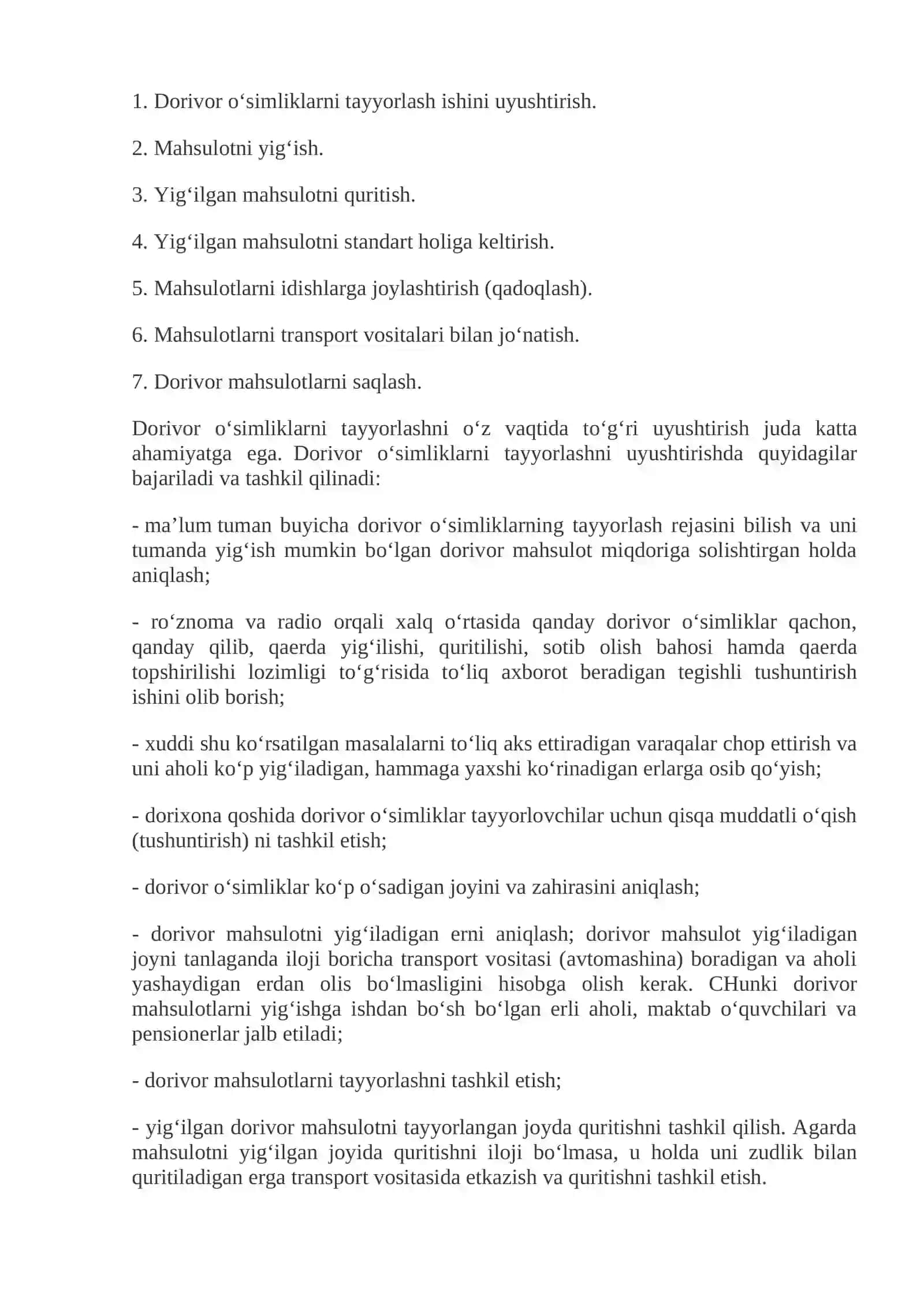 Dorivor o‘simlik mahsulotlarini tayyorlash qabul qilish va mе'yoriy hujjatlar asosida tahlil qilish 2