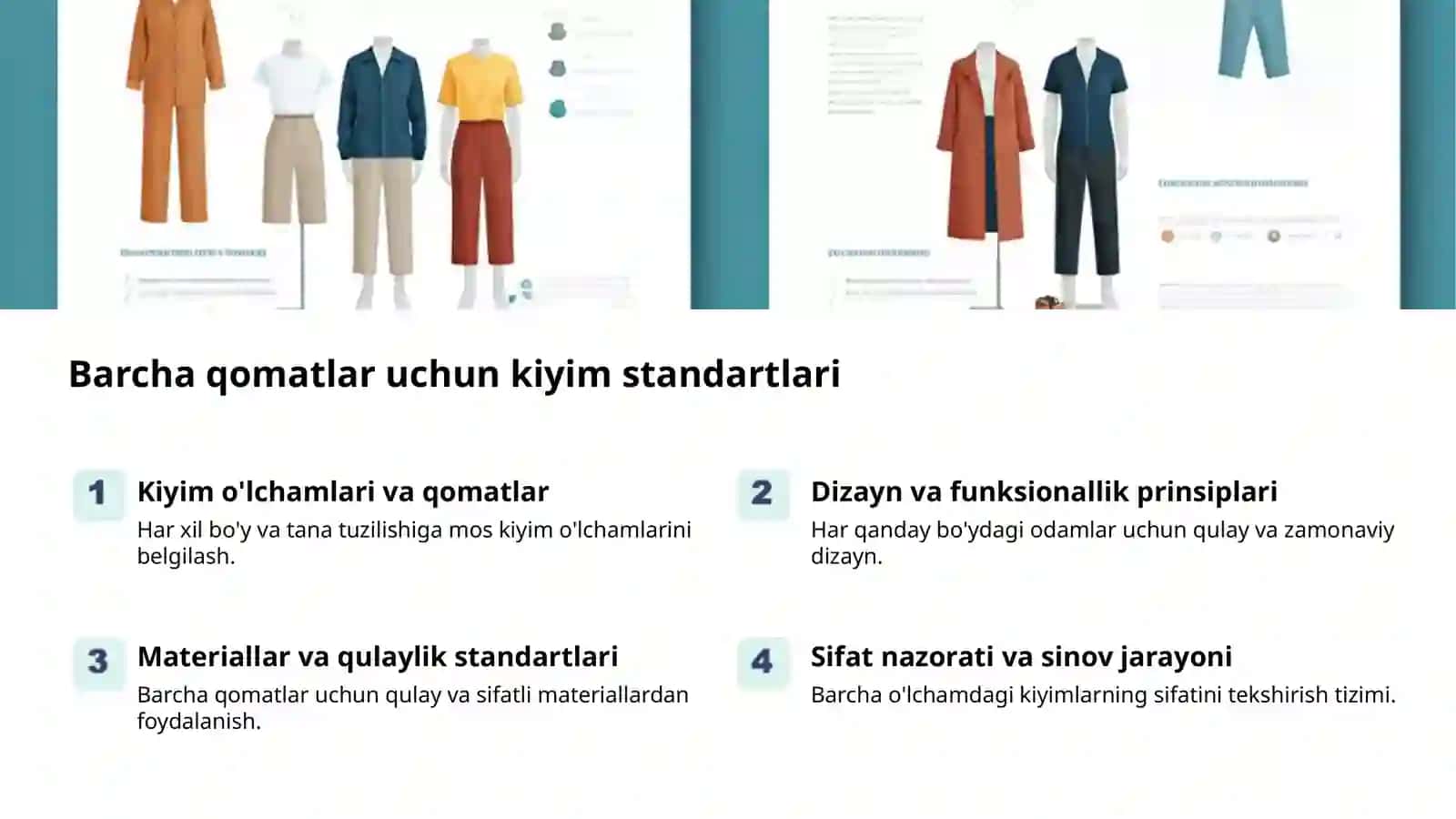 Barcha qomatlar uchun kiyim standartlari 2