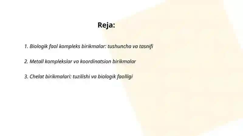 Biologik faol kompleks birikmalar 2