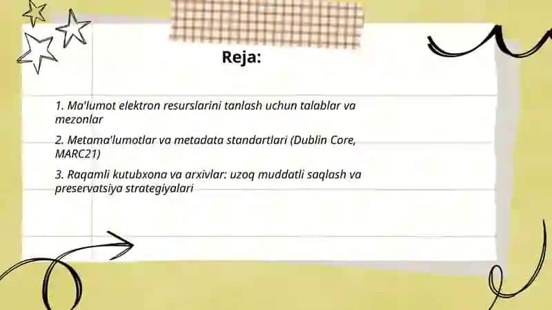 Ma'lumot elektron resurslari boʻyicha tavsiyalarni tanlash va ishlab chiqish 2