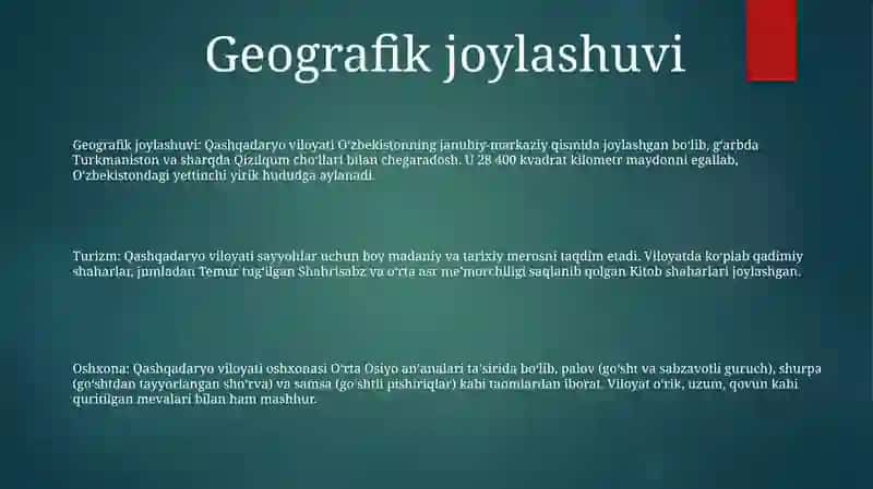 Qashqadaryo Viloyati Turizimi 2
