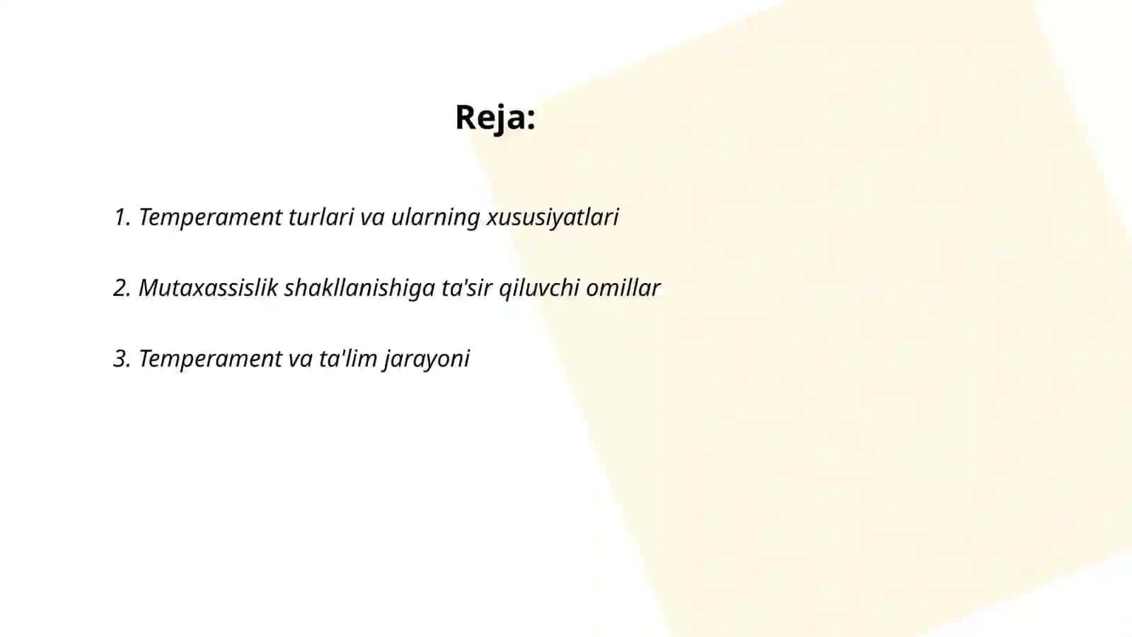 Temperament xususiyatlarining mutaxasis shakllanishidagi oʻrni 2