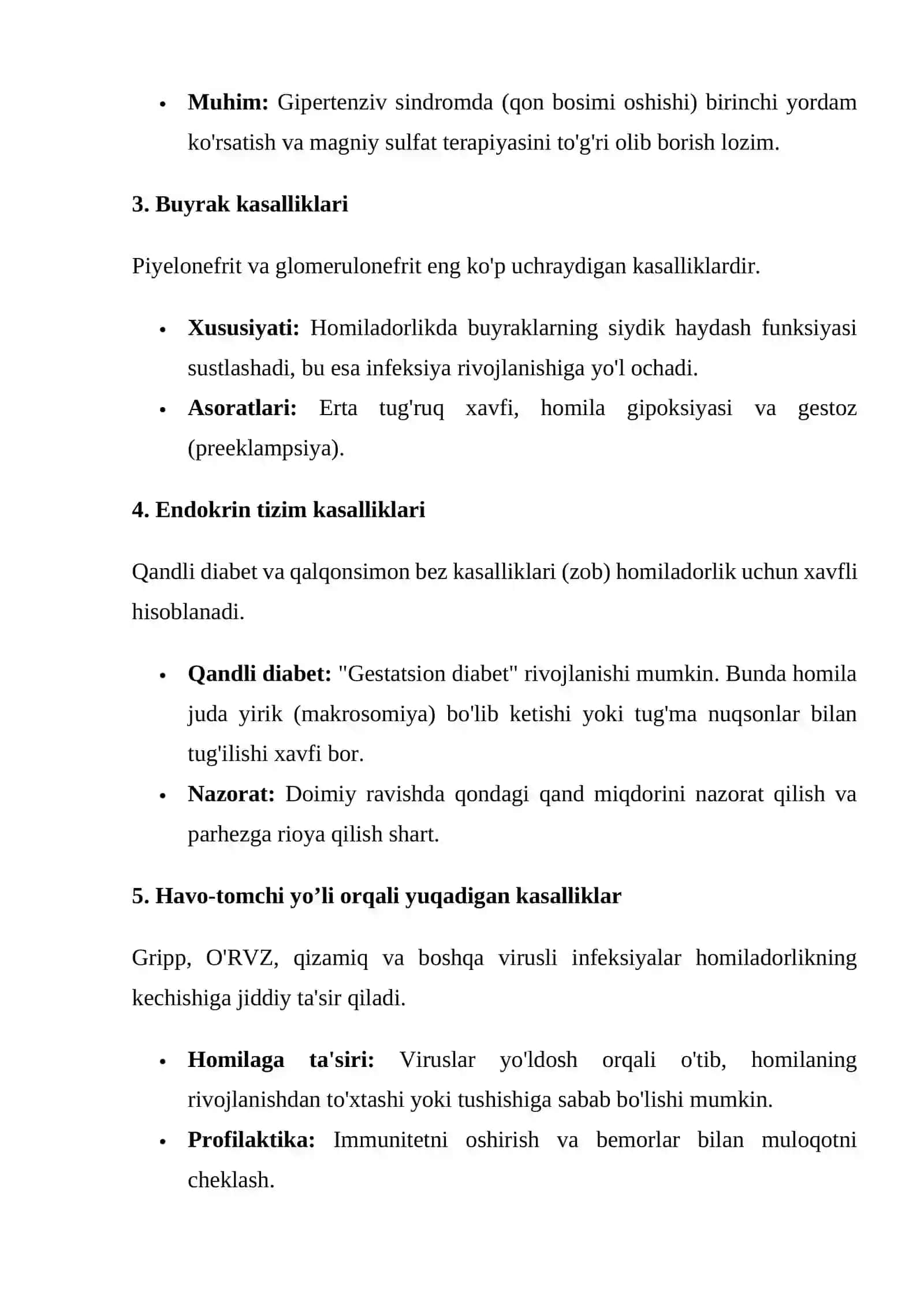 Turli xil ekstragenital kasalliklari bor ayollarda homiladorlik va tug’ruqning o’tishi 2