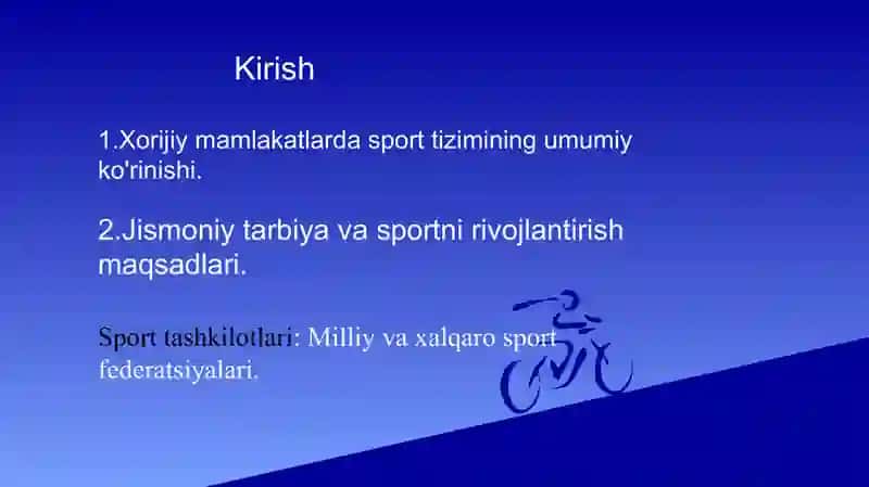 Xorijiy mamlakatlarda jismoniy tarbiya va sport tizimining tashkil etilishi 2