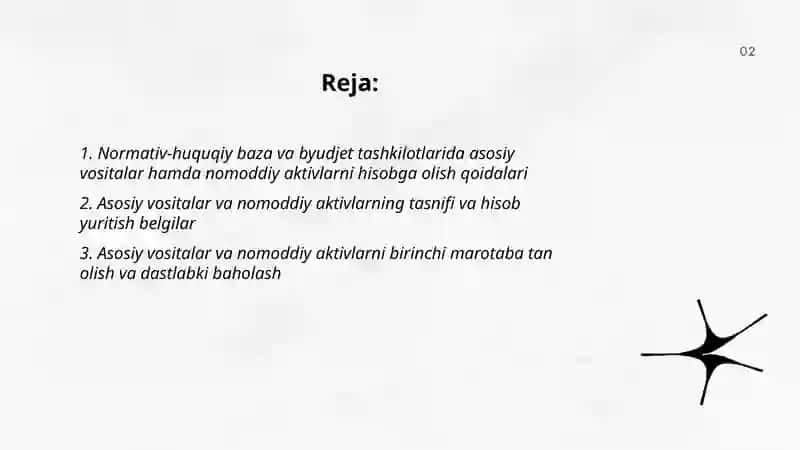 Byudjet tashkilotlarida asosiy vosita va nomoddiy aktivlar harakati hisobi 2