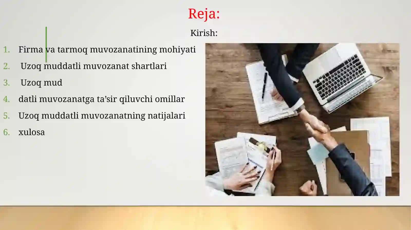 Uzoq muddatli muvozanatning natijalari 2