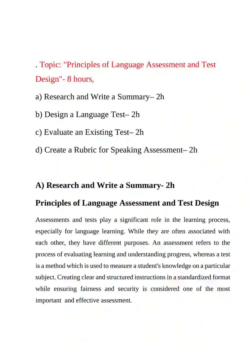 Principles of Language Assessment and Test Design 2