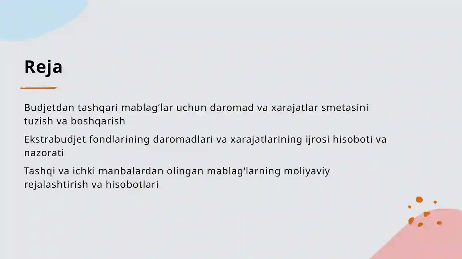 Budjetdan tashqari mablağlar böyicha daromadlar va xarajatlar smetasini tuzish hamda ular ijrosi hisobi 2