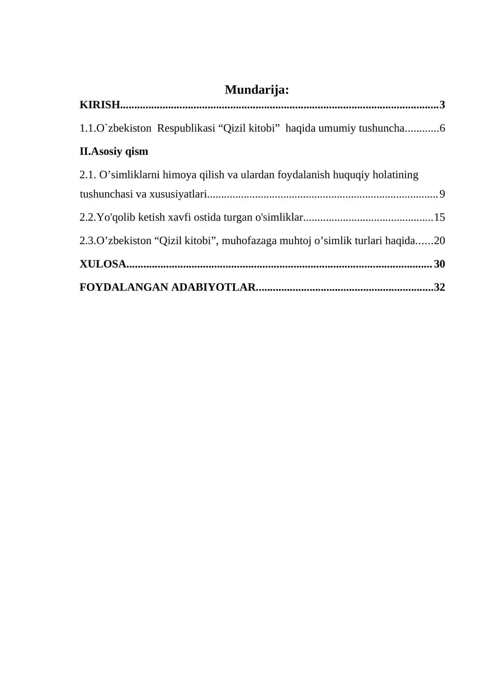 O'zbekiston Respublikasi "qizil kitobi"ga kiritilgan o'simlik vakillari 2