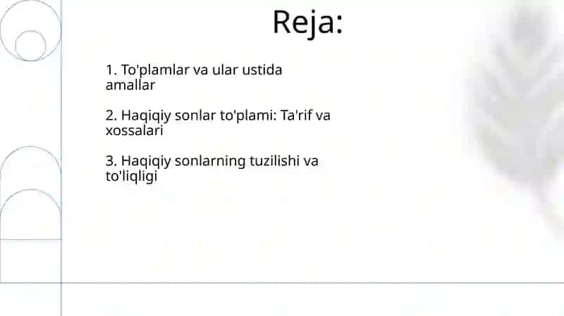 Toʻplamlar va ular ustida amallar 2