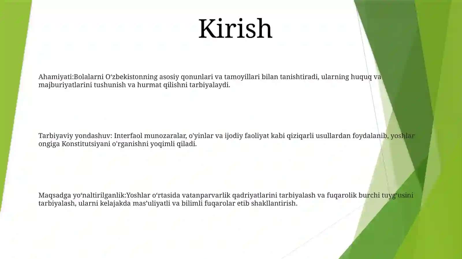 Maktabgacha Yoshdagi Bolalarni OʻZbekiston Respublikasi Konstitutsiyasi Bilan Tanishtirish 2