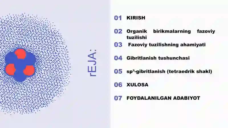 Organik birikmalarning fazoviy tuzilishi va gibridlaishi 2