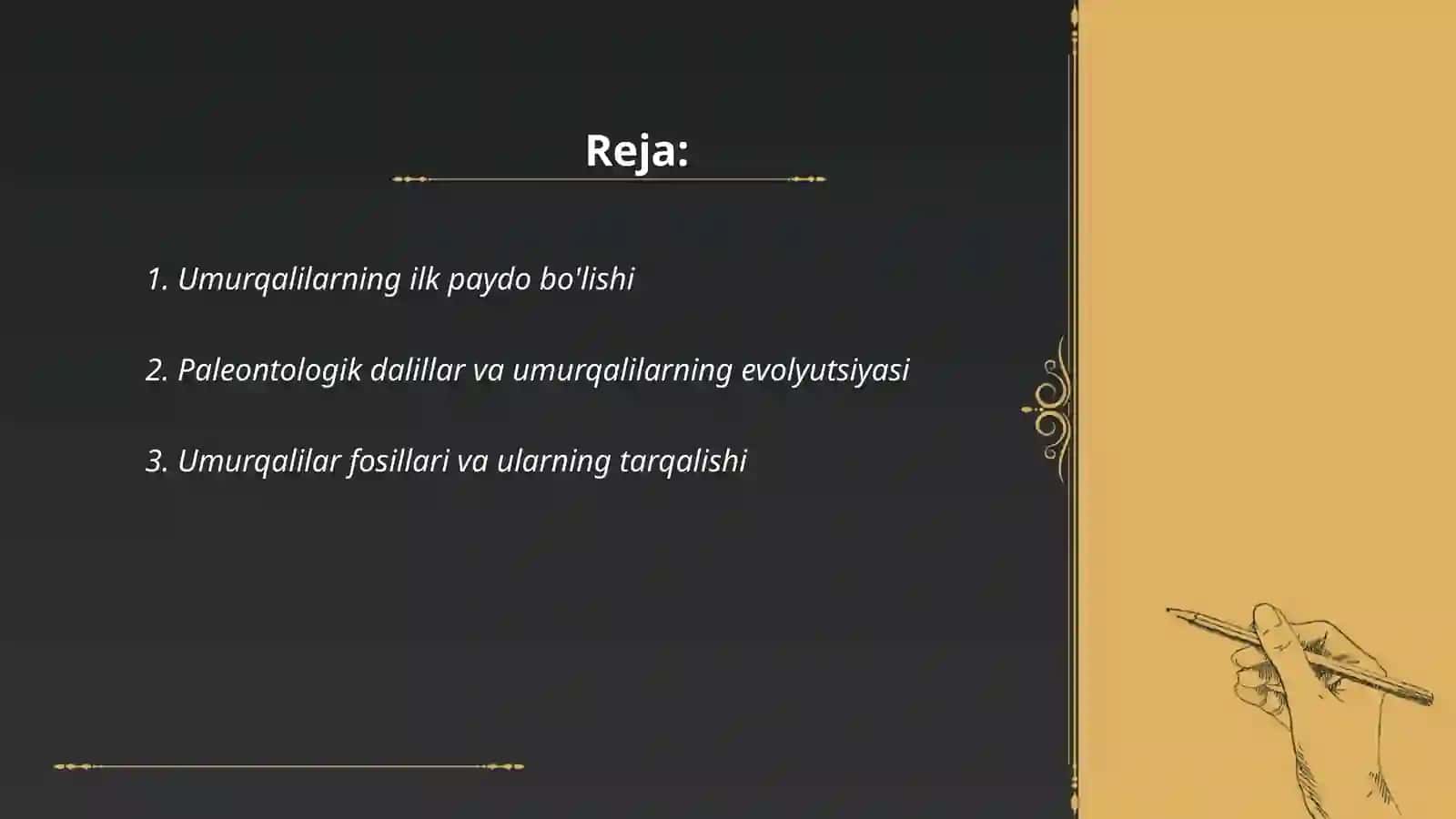 Umurqalilarning kelib chiqishi evolyusion taraqqiyotiga doir paleontologik tasavvurlar 2