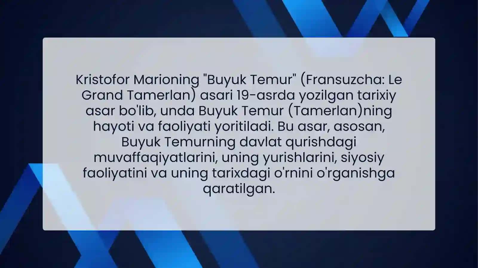 Kristofor Marioning Buyuk Temur asari 2