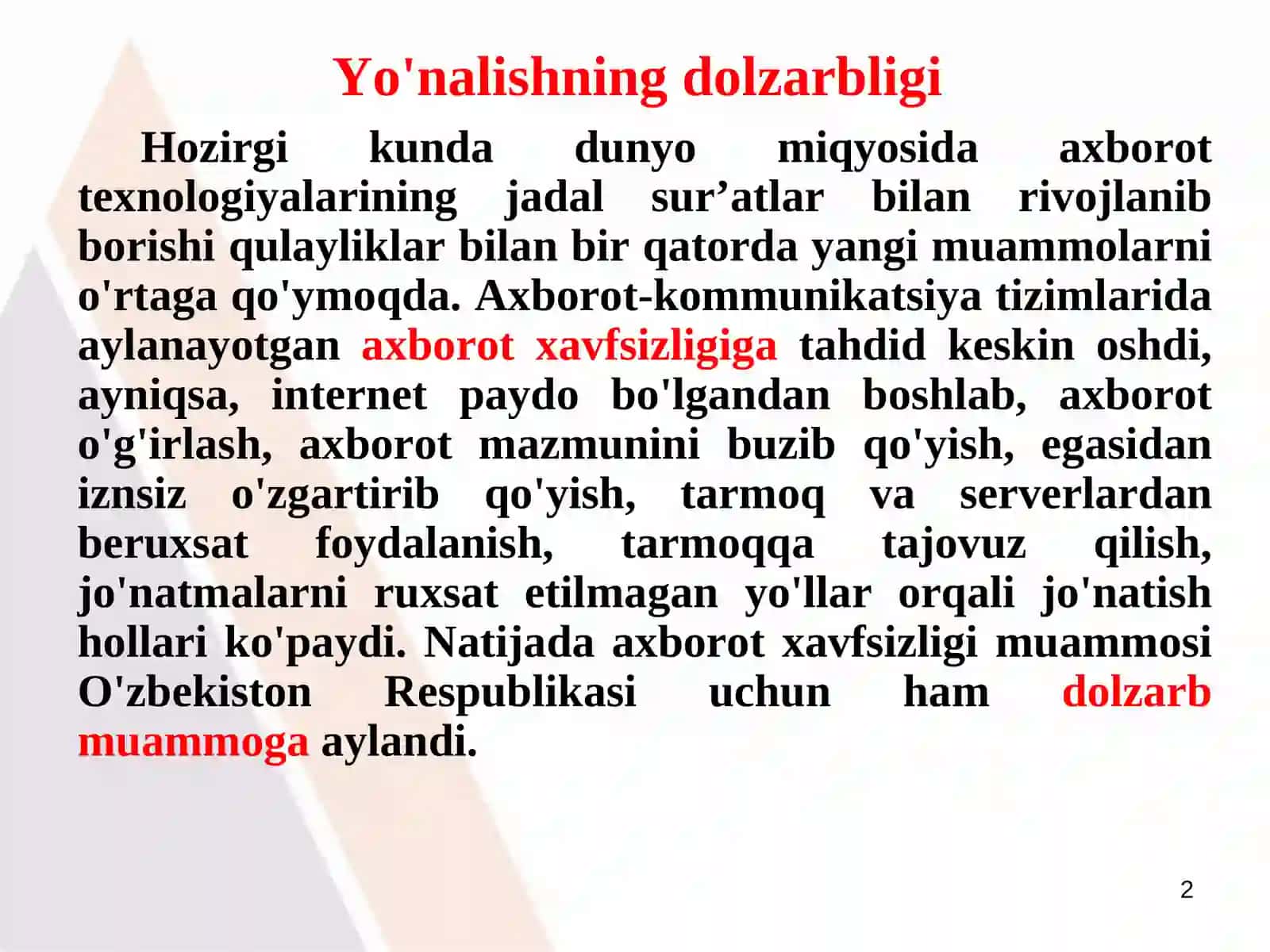 АХBОRОT ХАVFSIZLIGI VА UNI TА’MINLАSH USULLАRI 2