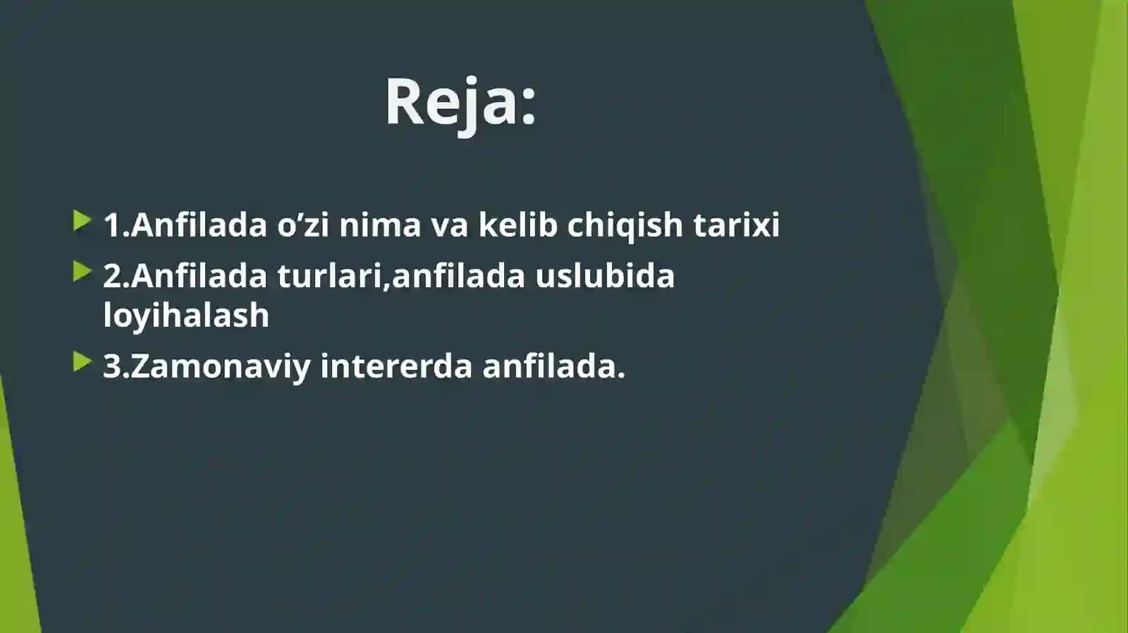 Anfiladali fuqaro binolarini loyihalash. 2