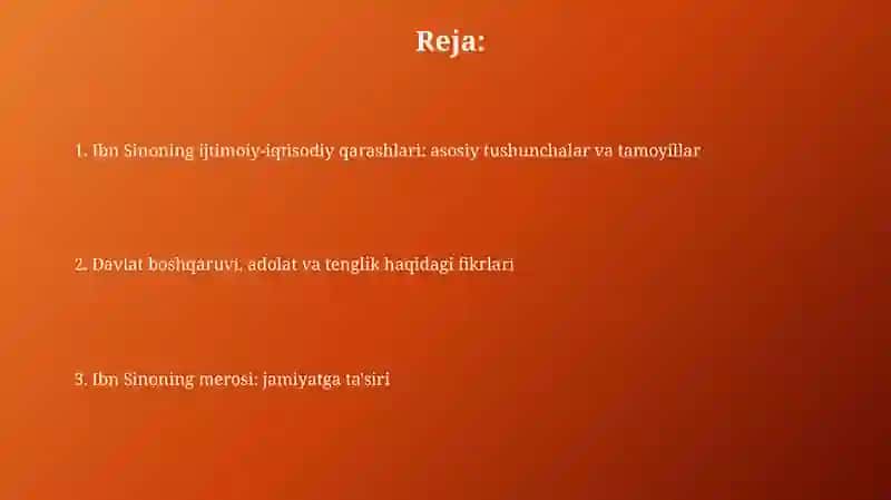 Ibn sino asarlarida ijtimoiy iqtisodiy qarashlar 2