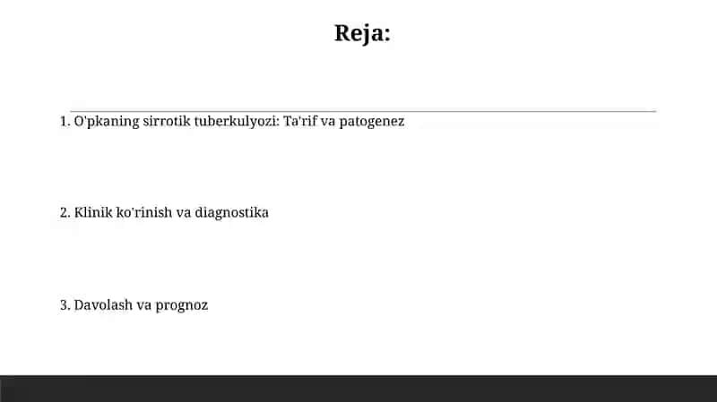 O'pkaning sirrotik tuberkulyozi: Ta'rif va patogenez 2