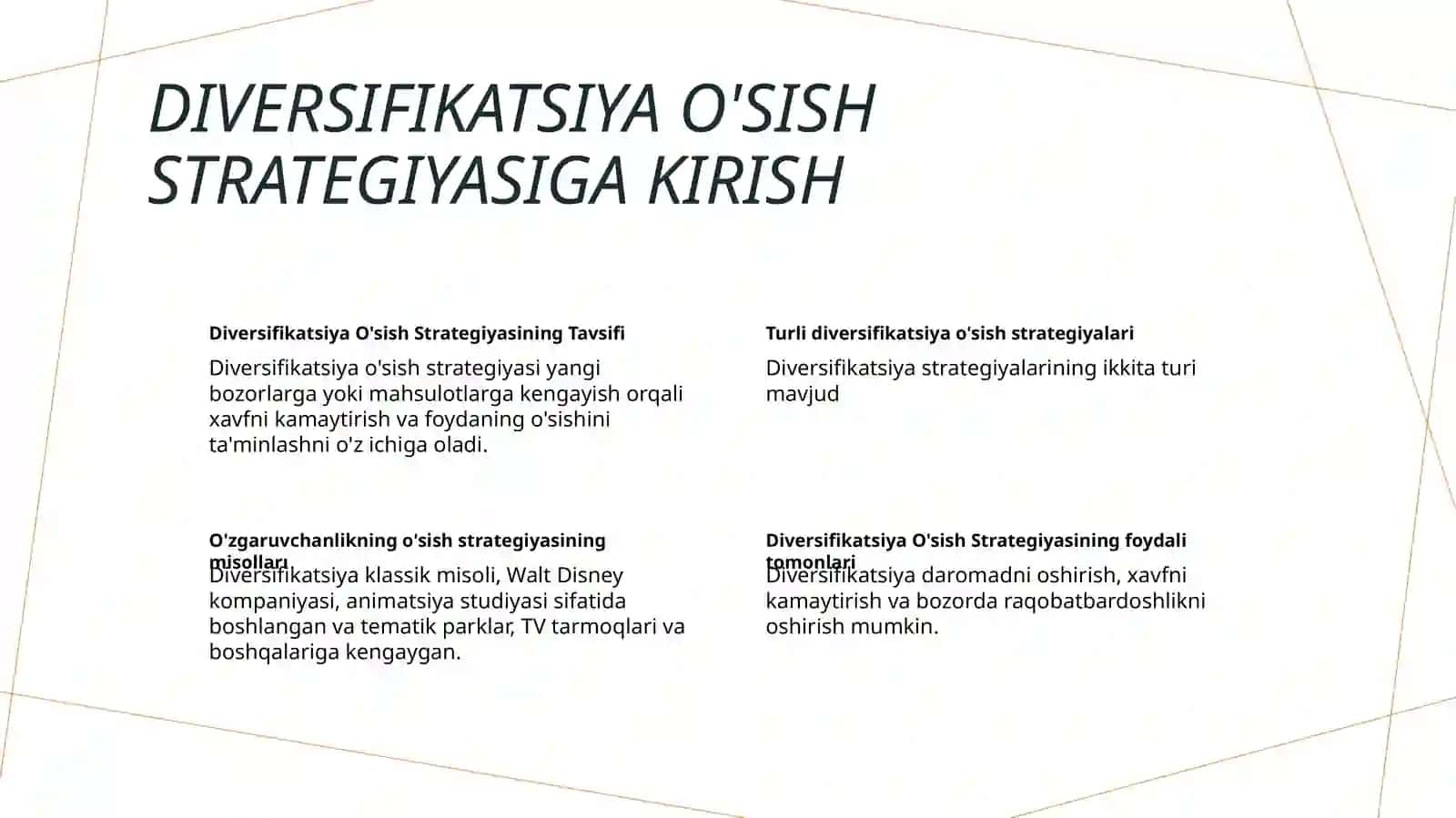 Diversifikatsiya O'sish Strategiyasi 2