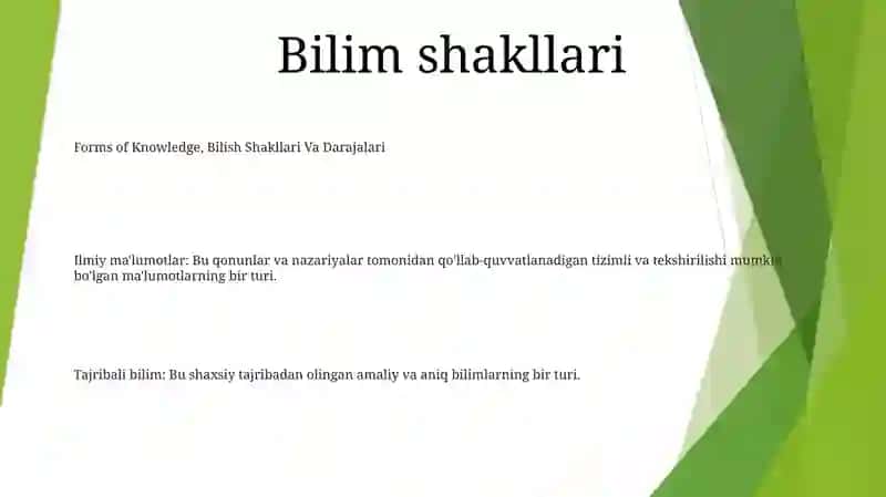Bilish Shakllari Va Darajalari 2