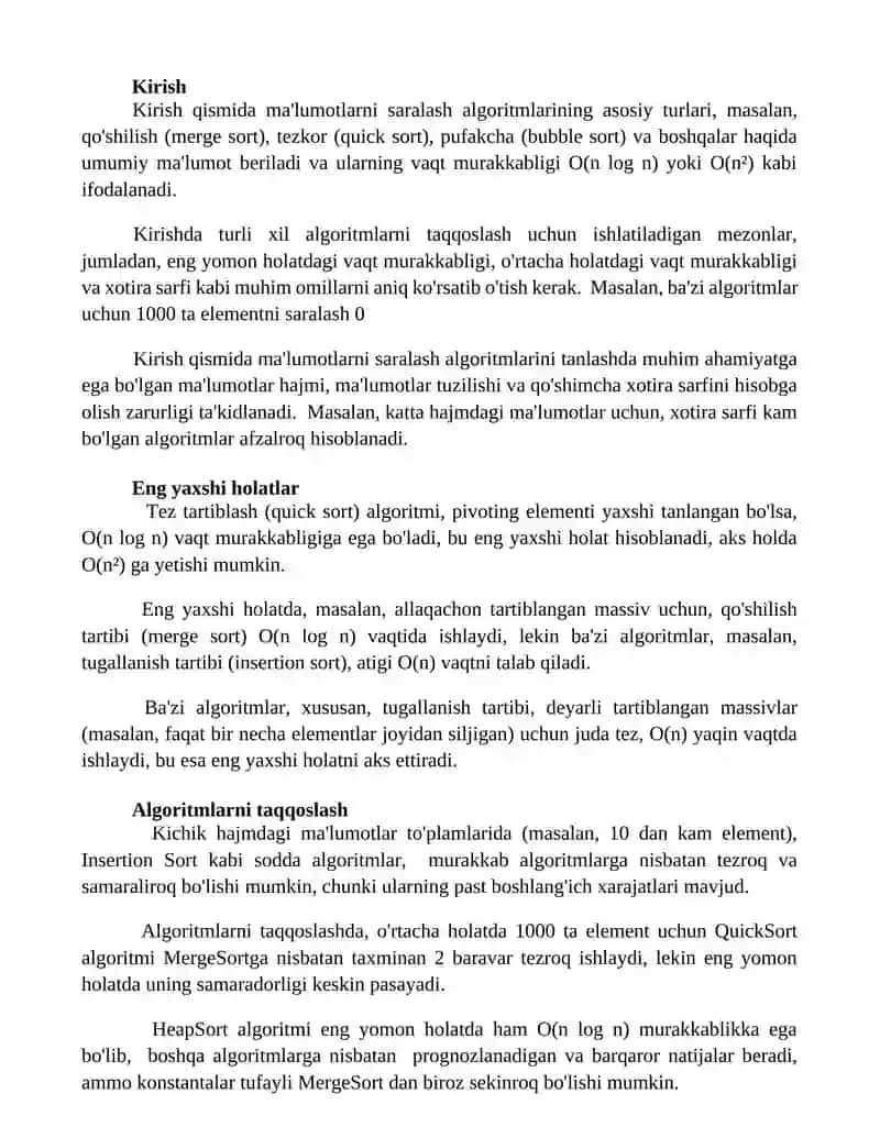 Ma'lumotlarni saralash algoritmlarini tahlil qilish 2