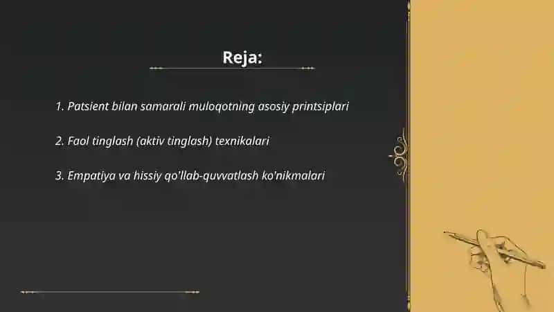 Patsient bilan, verbal va noverbal muloqot konikmalari 2