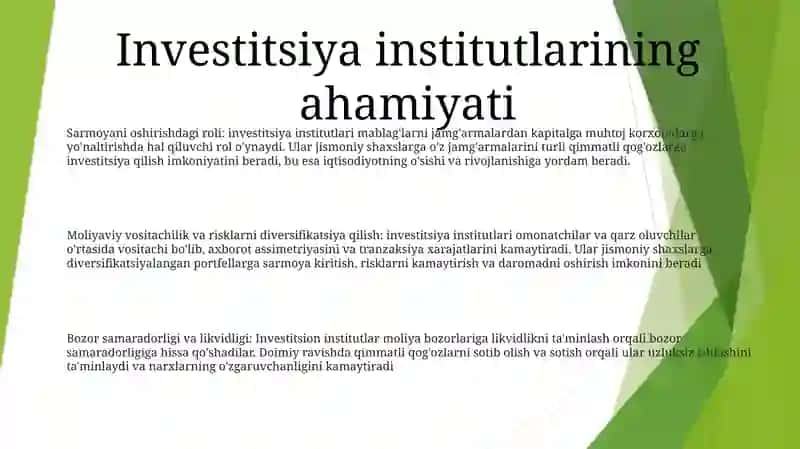 Investitsiya Institutlarining Moliya Bozorlaridagi Faoliyati 2