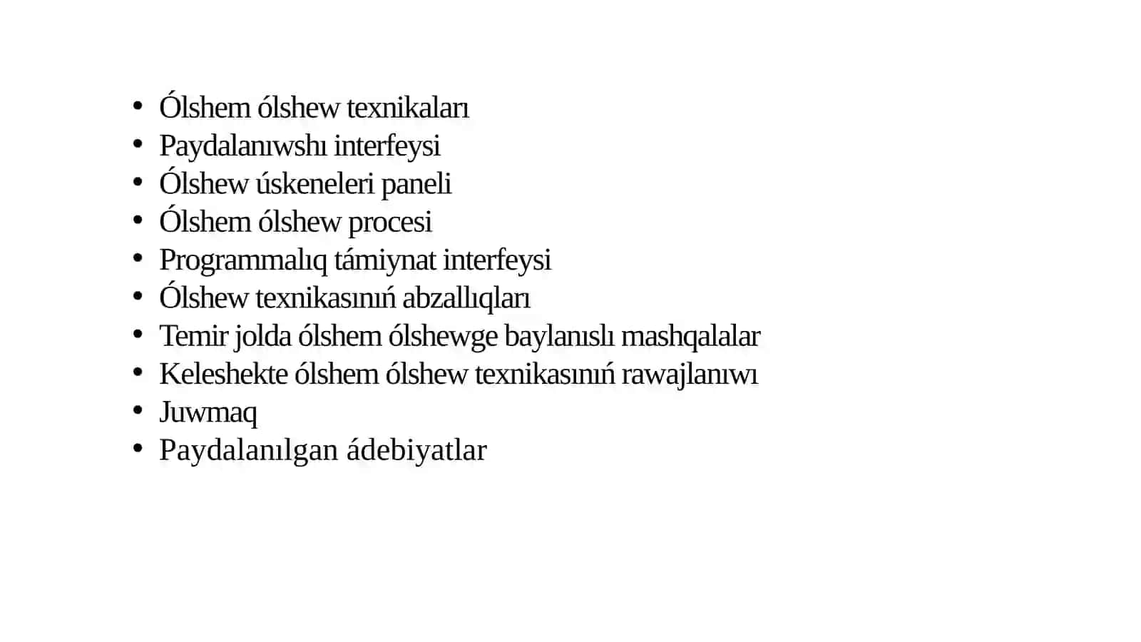Ólshem ólshew texnikası hám programmalıq interfeysi 2