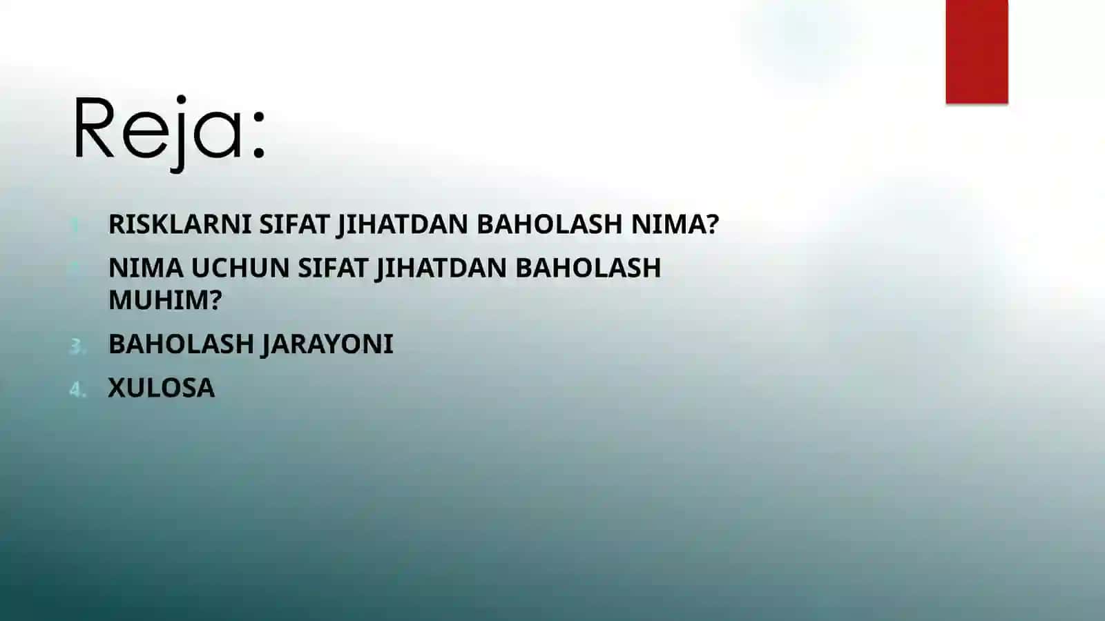 Risklarni Sifat Jihatdan Baholash Nima? 2