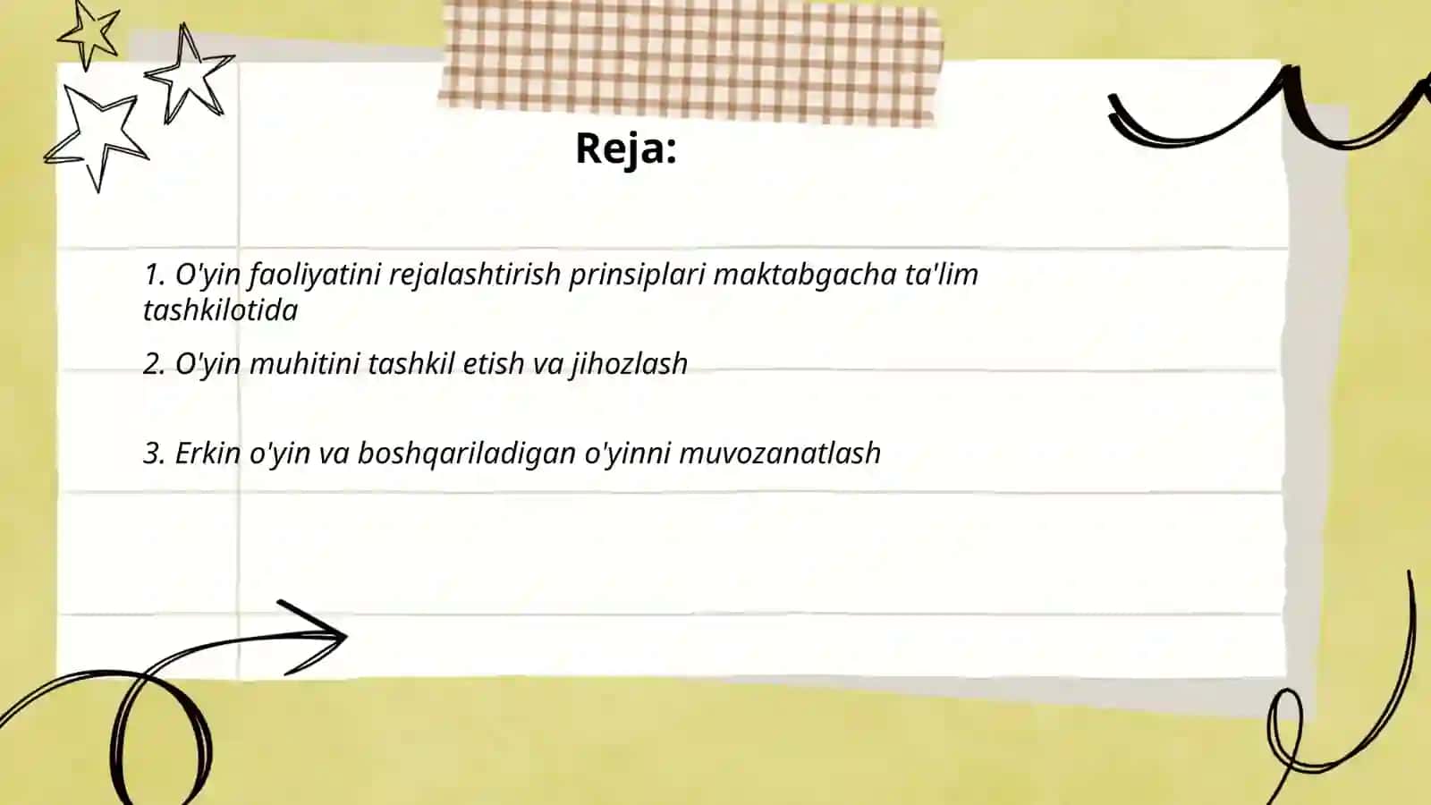 O'yin faoliyatini tashkil etish 2