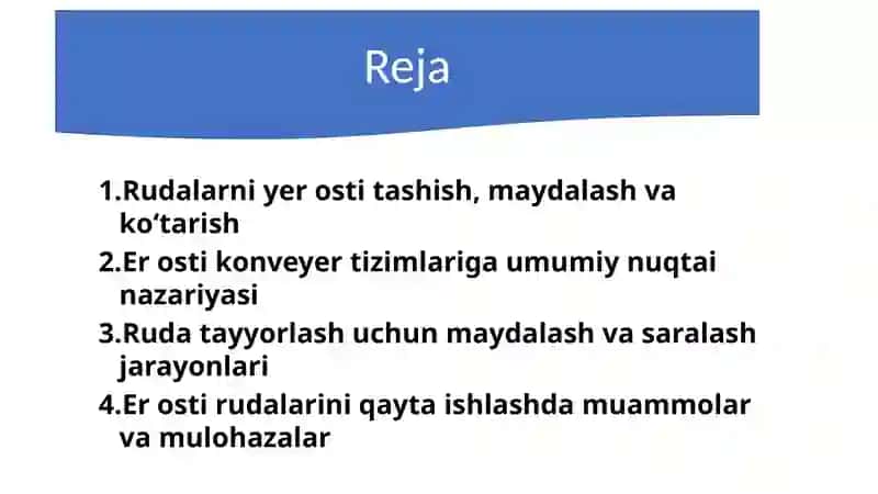YER OSTI TRANSPORTI, QAZIB OLISH BLOGIDAN TASHQARIDA RUDANI MAYDALASH VA YUQORIGA KO‘TARISH 2