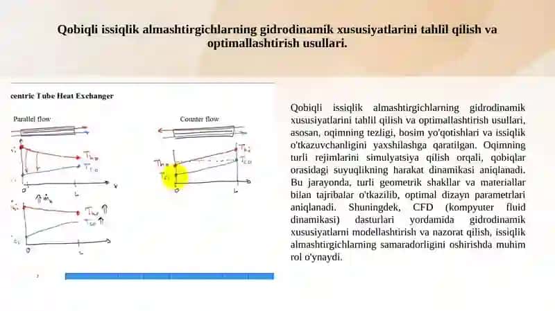 Qobiqli issiqlik almashtirgich gidrodinamik rejimlarini takomillashtirish. 2