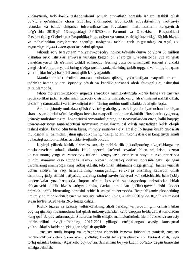 Qishloq joylarda aholi bandligi va turmush darajasini oshirishda kichik biznesni rivojlantirish 2