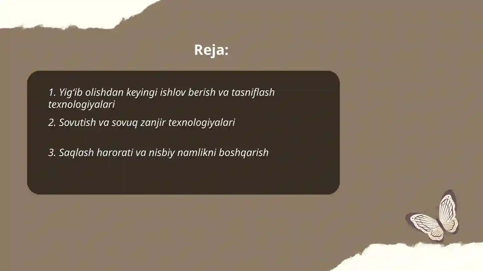 Yig‘ib olishdan keyingi ishlov berish va tasniflash texnologiyalari 2